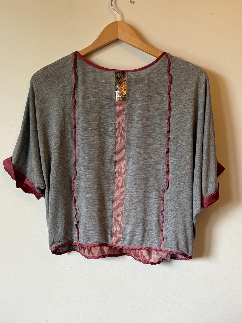 Anthropologie Velvet Patchwork Tee by Tiny -size XS (oversized) -mixed media top - Picture 7 of 16